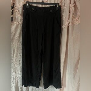 Croft & Barrow Women's Cropped Black Wide-Leg Pants size small.